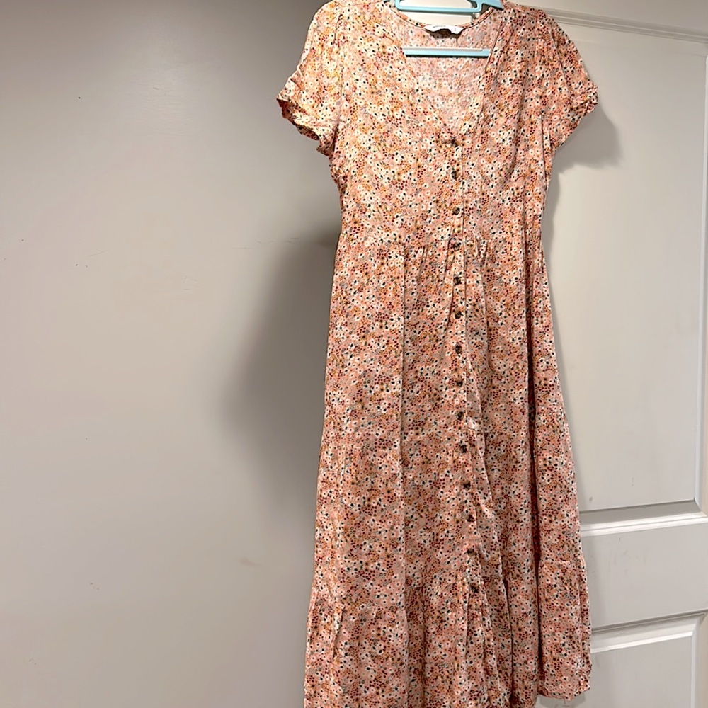 Women’s Button Front V-Neck Midi Dress